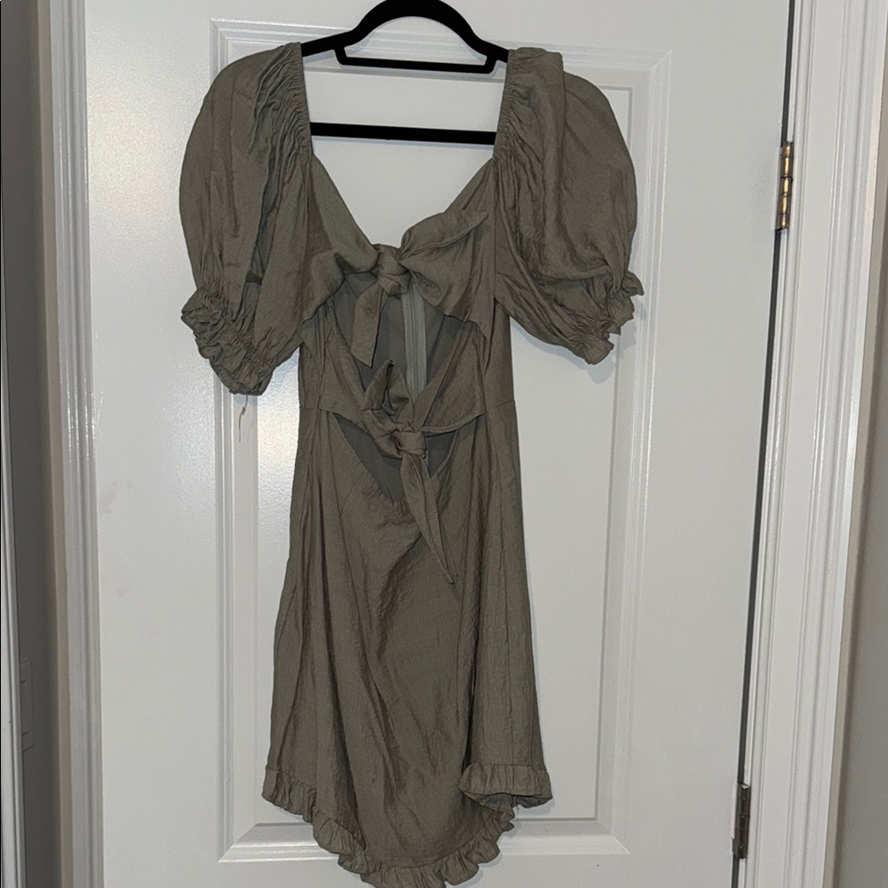 Green Tie Front Babydoll Sundress